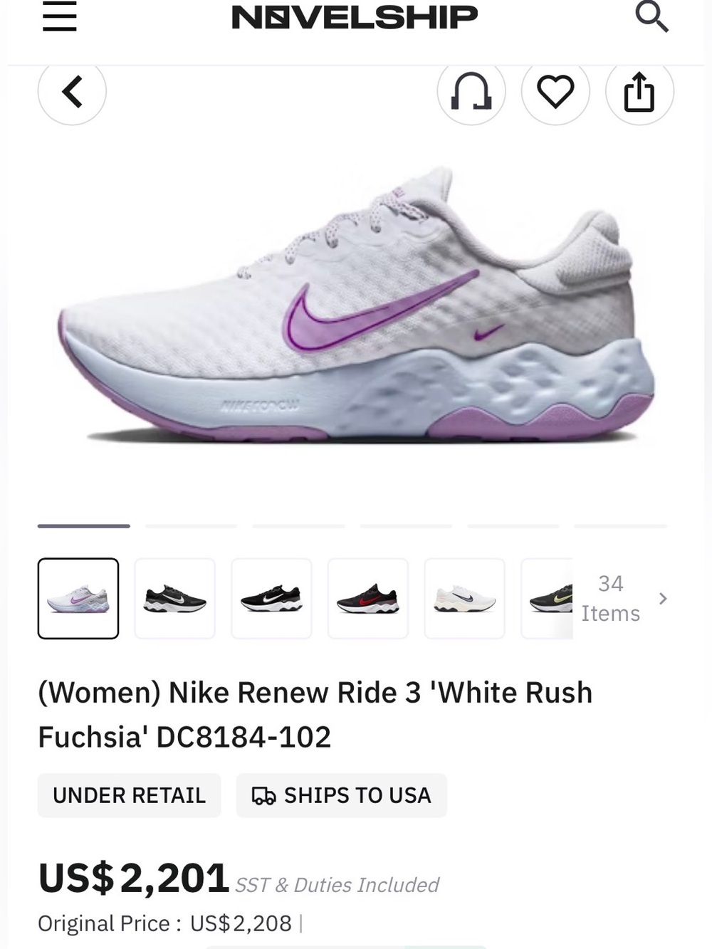 Nike Renew Ride 3 'White Rush Fuchsia' DC8184-102